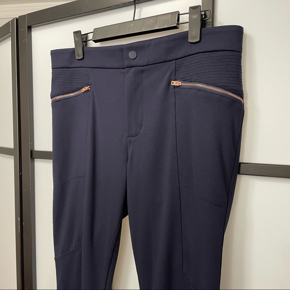 [10]✨NWOT✨Athleta | Ponte Moto Pant 2.0 | Navy Blue w/ Rose Gold Zippers - Picture 3 of 14